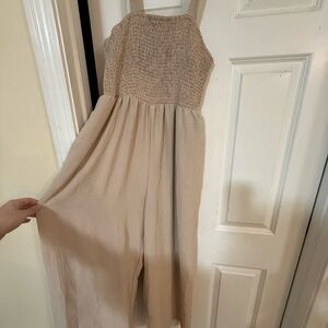 Beige Sleeveless Jumpsuit